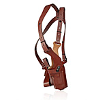 Image of Falco Holsters Leather Universal Vertical Shoulder Holster with Double Mag Pouch D8E423EA