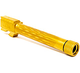 Faxon Firearms Match Series Glock 9mm Luger Threaded Pistol Barrel w/ Flame Fluting, Glock 17, 1-10 Twist, 1/2x28, TiN PVD, Gold, GB910N17LGQ-T-TiN