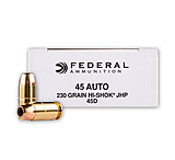 Federal .45 Auto 230 Grain Hi-Shok Jacketed Hollow Point Brass Cased Pistol Ammunition