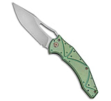 Image of Ferrum Forge Knife Works Ferrum Forge Gavko Spinner Flipper Green Atlantian Plates Ti 3.5 Stonewash D54224FD