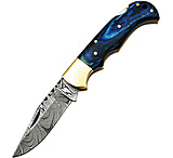 Image of FH Knives Damascus Blue 2.75in Folding Knife