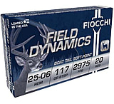 Fiocchi Field Dynamics .25-06 Remington 117 Grain PSP Brass Rifle Ammo, 20 Rounds, 2506B