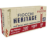 Image of Fiocchi Heritage 9x18 Ultra 100 Grain FMJ Brass Cased Pistol Ammunition