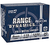 Fiocchi Range Dynamics 9mm Luger 115 Grain FMJ Brass Pistol Ammunition