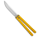 Image of Flytanium Tatersong Limited Edition Balisong Knife Yellow 4.5 Stonewash D518B4DF