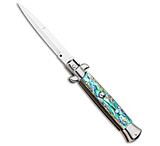 Image of Frank Beltrame Frank B 9 Italian Stiletto Automatic Bayonet Knife Abalone 4 Satin 37D7AB91