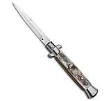 Image of Frank Beltrame Frank B 9 Italian Stiletto Automatic Bayonet Knife Black Lip Pearl 4 Satin E0334725