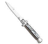 Image of Frank Beltrame Frank B. 9 Italian Stiletto Automatic Knife Sim Dark Horn 4 Polish 13FF90AD