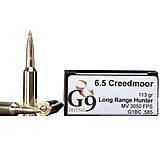 G9 Defense 6.5 Creedmoor 113 Grain External Hollow Point Long Range Hunter Brass Cased Rifle Ammunition