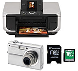 Image of 3-PC Fun Photography Gadget Lover Package - Pentax Optio T10 6.0 MP Digital Camera, Silicon Power 2GB Mini SD Card and Canon PIXMA Photo All-In-One Printer