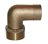 Image of GROCO 1-1/4&quot; NPT x 1-1/4&quot; ID Bronze 90 Degree Pipe to Hose Fitting Standard Flow Elbow