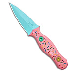 Image of Half Face Blades Dessert Warrior Trident Fixed Blade Knife Pink G-10 3 Blue 6BBB2986