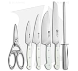 Image of HENCKELS ZWILLING Pro Le Blanc 7-Piece Block Kitchen Knife Set