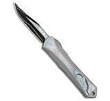 Image of Heretic Knives Heretic Custom Manticore S Bowie OTF Knife Steel/MOP 2.6 Baker Damascus/MOP 435F7A81