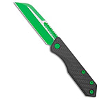Image of Heretic Knives Heretic Jinn Slip Joint Knife MagnaCut Carbon Fiber w/ Green 3 Toxic Green 21AD2B0E