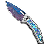 Image of Heretic Knives Custom Medusa Automatic Knife Ti/Abalone 3 Blue Damascus 5DDD639E