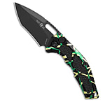 Image of Heretic Knives Medusa Recurve Automatic Knife Green Splash 3 Black FB1CA462