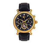 Image of Heritor Automatic Heritor Automatic Barnsley Semi-Skeleton Leather-Band Watch, Gold/Black, HERHS1803