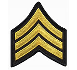 Image of HERO'S PRIDE Medium 3in Gold/black Sergeant Chevrons W/ Merrowed Border