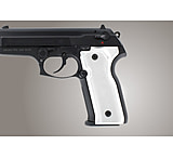 Image of Hogue Beretta Cougar 8045 Handgun Grip Checkered Aluminum - Brushed Gloss Clear Anodized 91155