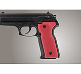 Image of Hogue Beretta Cougar 8045 Handgun Grip Checkered Aluminum - Matte Red Anodized 91152