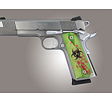 Image of Hogue Colt 1911 Govt Model Zombie-X Glow-in-the-Dark Checkered Aluminum Weapon Grip - Zombie Anodize
