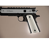 Image of Hogue Govt. Handgun Grip Model S&amp;A Mag Well Checkered Aluminum - Brushed Gloss Clear Anodized 45155