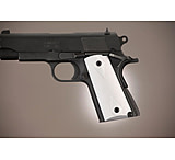 Image of Hogue Officers Model Handgun Grip Checkered Aluminum - Brushed Gloss Clear Anodized 43175