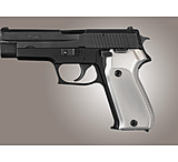 Image of Hogue SIG Sauer P220 Handgun Grip European Checkered Aluminum - Brushed Gloss Clear Anodized 21175