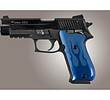 Image of Hogue SIG Sauer P220 Handgun Grip SAO American Flames Aluminum - Blue Anodized 21123