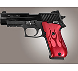 Image of Hogue SIG Sauer P220 Handgun Grip SAO American Flames Aluminum - Red Anodized 21122