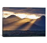 Image of iCanvas Crepuscular Rays, Macgillycuddy's Reeks, County Kerry, Munster Province, Republic Of Ireland by Gareth McCormack Canvas Print