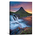 Image of iCanvas Dawn Over Kirkjufell And Kirkjufellsfoss I, Grundarfjordur, Snaefellsnes Peninsula, Vesturland, Iceland by Gareth McCormack Canvas Print
