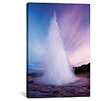 Image of iCanvas Sunset Eruption, Strokkur, Haukadalur Valley, Sudurland, Iceland by Gareth McCormack Canvas Print