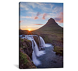 Image of iCanvas Sunset Over Kirkjufell And Kirkjufellsfoss II, Grundarfjordur, Snaefellsnes Peninsula, Vesturland, Iceland by Gareth McCormack Canvas Print