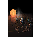 Image of iCanvas What TRAPPIST-1's Seven Planets Might Look Like In Orbit Aro by Stocktrek Images - Canvas Print