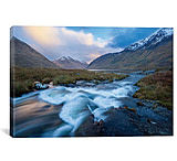 Image of iCanvas Winter Sunset, Glencullen River, County Mayo, Connacht Province, Republic Of Ireland by Gareth McCormack Canvas Print