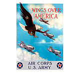 Image of iCanvas WWII Poster Of A Bald Eagle Flying In The Sky With Fighter P by Stocktrek Images - Canvas Print