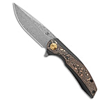 Image of Kansept Knives Accipiter Frame Lock Knife Black Ti + Copper CF 3.5 Damascus 28A92D41