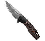 Image of Kansept Knives Cassowary Frame Lock Knife Copper Carbon Fiber 2.9 Damascus D2BD23E9