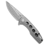 Image of Kansept Knives Cassowary Frame Lock Knife Gray Anodized Ti 2.91 Damascus F4DF2952