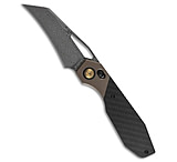 Image of Kansept Knives Kansept QTRO Crossbar Lock Knife Bronze Ti + Twill CF/G-10 3.6 Damascus 8111B2E6