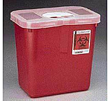 Image of Kendall Healthcare Sharps Disposal Containers, Tyco Healthcare/Kendall 8970 Containers With Rotor Lid Red With Clear Lid, Rectangular