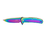 Image of Kershaw Outcome, Folding Knife, Assisted Opening, 2.8 Drop Point, 8Cr13MoV Blade Steel, 6.7 Overall Length, Frame Lock, Rainbow PVD Finish