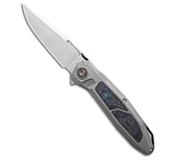 Image of Ketuo Bratva Liner Lock Knife Titanium/Blue Marbled CF 3.85 BB EB837502