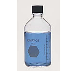 Image of Kimble/Kontes KIMAX Media/Storage Bottles, KG-35 Borosilicate Glass, Graduated, Kimble Chase 61110R 1000 Black Phenolic 14-B White Rubber-Lined Closure