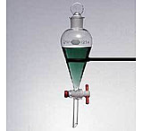 Image of Kimble/Kontes KIMAX Separatory Funnels, Squibb, Pear-Shaped, Kimble Chase 29049F 1000 With High-Density Polyethylene Stopper And Ptfe Stopcock