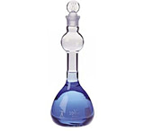 Image of Kimble/Kontes KIMAX Volumetric Flasks with [ST] Glass Stopper, Mixing Bulb Style, Class A, Kimble Chase 28019 100