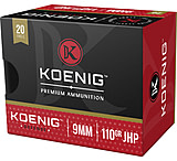 Image of Koenig Defense 9mm Luger 110 grain Jacketed Hollow Point (JHP) Brass Casing Centerfire Pistol Ammunition