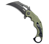 Image of Kubey Knives Wrath Liner Lock Karambit Knife OD Green G-10 2.7 Black SW 7FEE9A5B